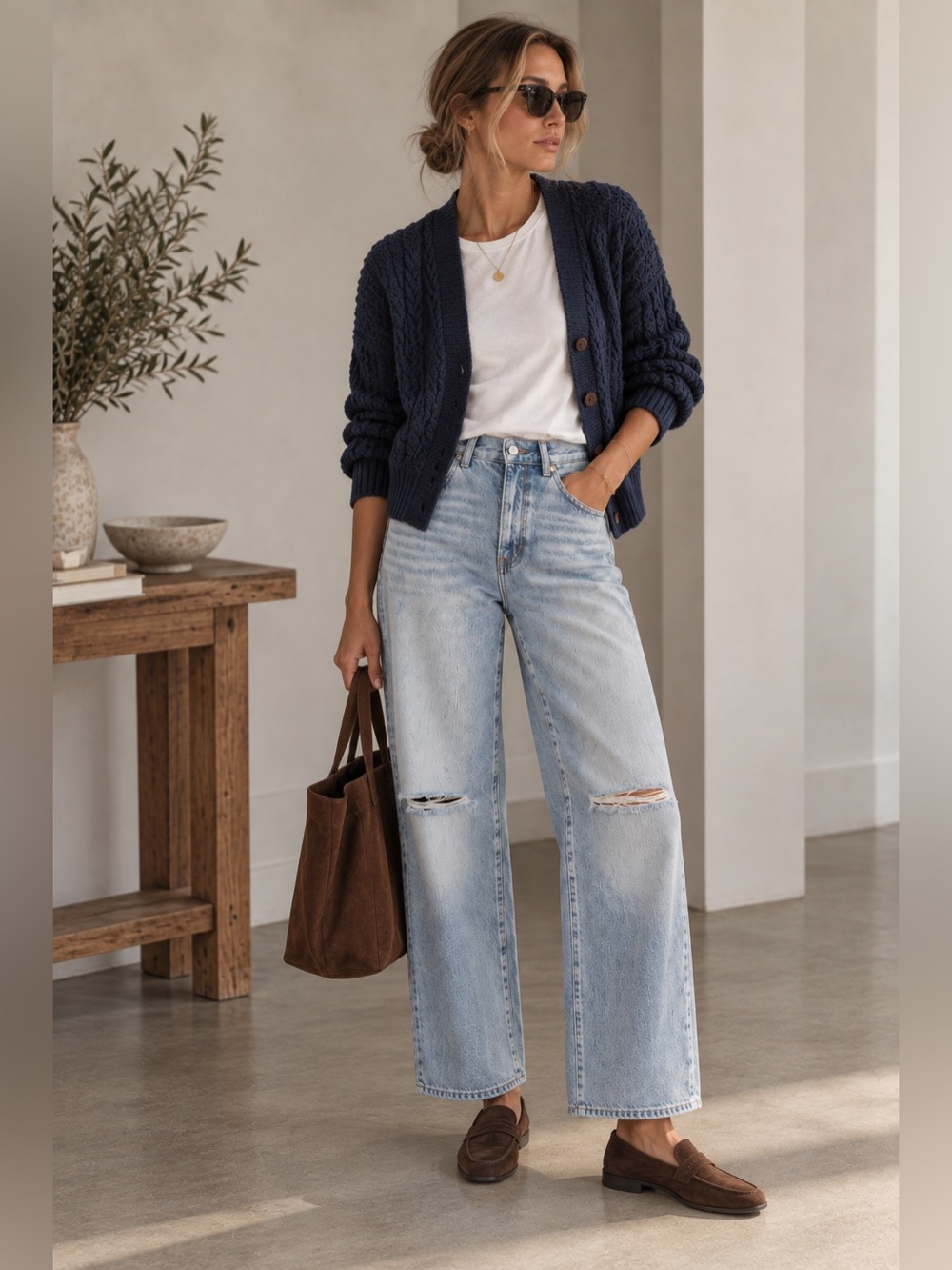 MOUSSY High Waist Distressed Loose Straight Jeans Sz 26